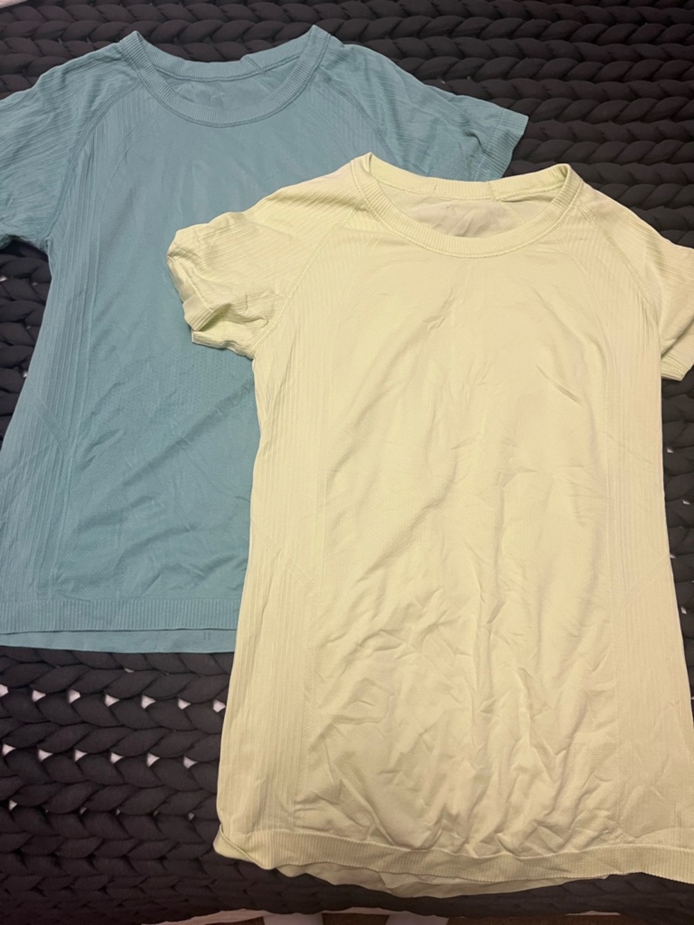 Women’s Short Sleeve Crewneck Top - Light Blue & Pale Yellow